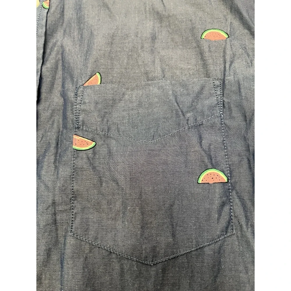 Banana Republic Luxe Poplin Slim Fit Shirt Men's Chambray Blue Watermelon M